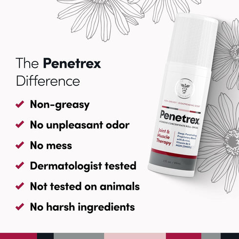 Penetrex Joint & Muscle Therapy Gel - 3oz Roll On for Back, Neck, Hands, Feet, Premium Whole Body Rub (2-Pack)