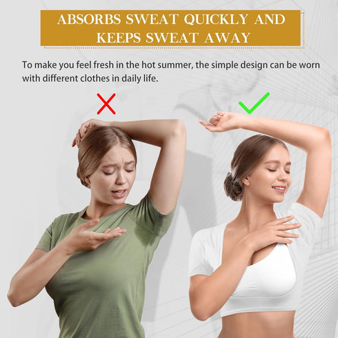 Zhanmai 3 Pcs Underarm Sweat Vest, Sweat Proof Pads for Women, Armpit Sweat Protection (White, Black, Beige, X-Large)