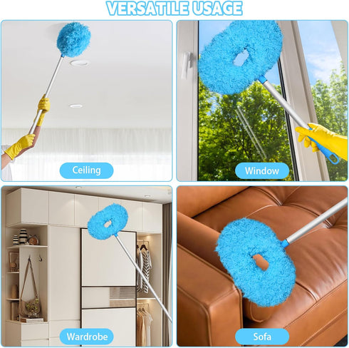 Eunice Ceiling Fan Duster with Extension Pole, Adjustable Fan Cleaner Blade for High Ceiling, Blue