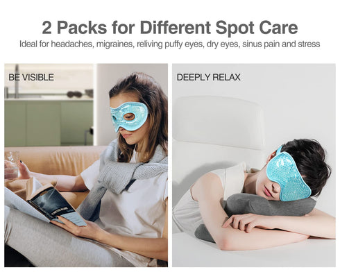 Luxtude Gel Eye Mask, Cooling Eye Mask for Dry Eyes 2PCS, Reusable Gel Sleep Mask for Puffiness/Dark Circles