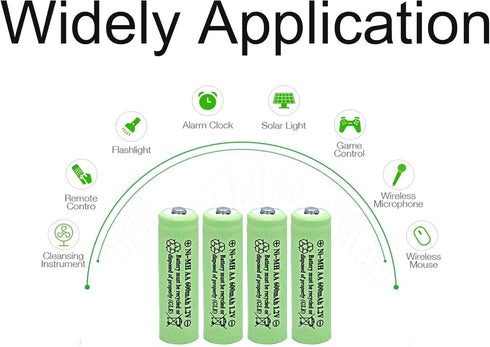 GEILIENERGY Solar Light AA Ni-Mh 600mAh 1.2V Rechargeable Batteries for Solar Lights, Pack of 4