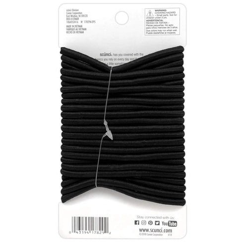 Scunci Effortless Beauty Black Thick Hair No-Damage Elastics - 72 Count
