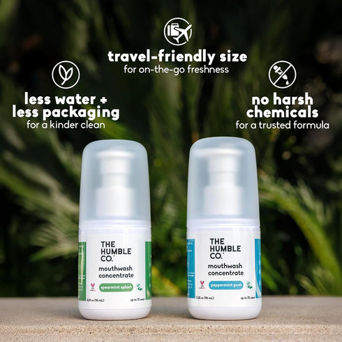 The Humble Co Mouthwash Concentrate for Bad Breath - Fluoride Free Natural Mouth Wash Rinse for Fresh Breath, Gum