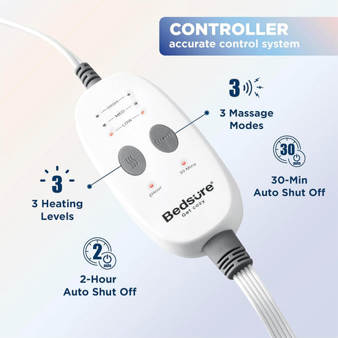 Bedsure Back Heating Pad for Neck and Shoulders - Weighted Massaging Heated Pad with 3 Heating Levels & 3 Massage