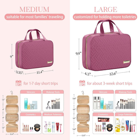 HOTOR Travel Toiletry Bag with Hanging Hook, Spacious Waterproof Bag for Women & Men, Makeup Bag/Big Compartment for