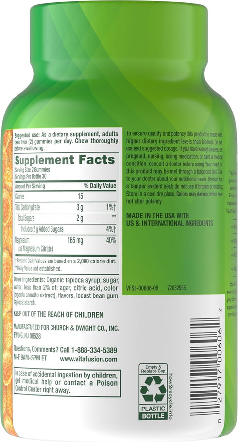 Gummy 60 Gummies vitafusion Magnesium Supplement, Bring calm to your vitamin routine, Tropical Citrus Flavor