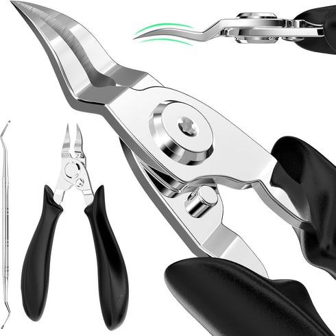 Ingrown Toenail Clippers Upgrade, Steel Nail Clippers for Professional Podiatrist, Long Handle Curved Blade Tool