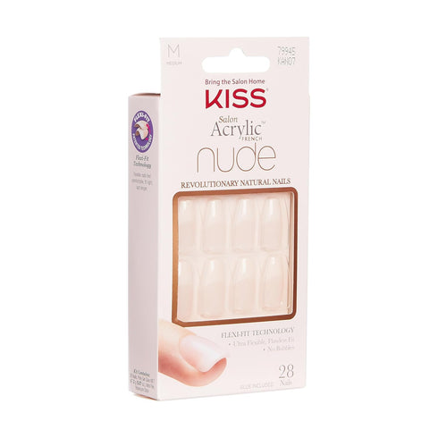 KISS Salon Acrylic French Manicure Set ‘Leilani’, Medium Length, Nude Square Press-On Nails