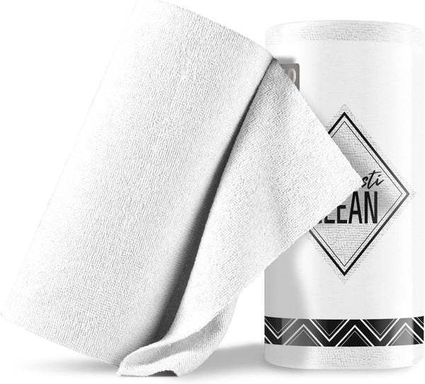 Microfiber Cloths in a Roll, Reusable Washable Tear Away Cleaning Rags, 12" x 12", 40 Pack (White) for Auto and Home