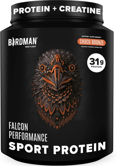 Birdman Falcon Performance Vegan Protein Powder, 31g Protein, 5g Creatine, Low Carb, Plant Based Chocolate