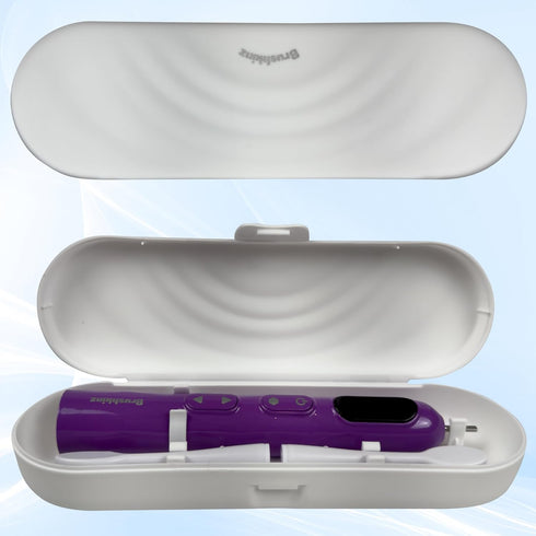 Purple Electric Toothbrush with Travel Case & 4 Vibrating German Pedex Brush Heads, 5 Modes, Rechargeable Power