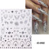 Laser Silver Nail Art Sticker Decal, Sun Moon Butterfly Design, 3D Self-Adhesive Nail Art Supplies, 6 Sheets