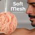 MainBasics Bath Shower Loofah Sponge Pouf, Body Scrubber Exfoliator Body Wash Sponge (Set of 3, Coral Reef)