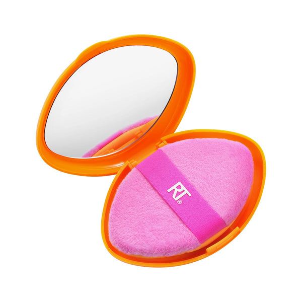Real Techniques Miracle 2-In-1 Powder Puff + Travel Case - Dual-Sided Makeup Blending Puff for Liquid, Cream & Powders