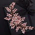 Pink Rhinestones Pearls Crystals Large Headband, Handmade Bridal Flower Hair Vine for Women, Rose Gold Hair Pieces