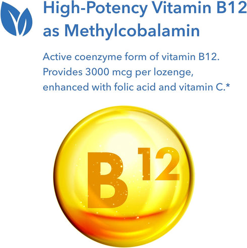 Allergy Research Group B12 Methylcobalamin Supplement, Vitamin B12 and Folate, 400mcg Folic Acid, Vegetarian Lozenges,