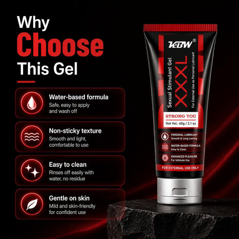 KBW 2.0 Oz Sexual Stimulant Gel, Water-Based Formula, Smooth & Long-Lasting, Non-Sticky, Easy to Clean, External Use