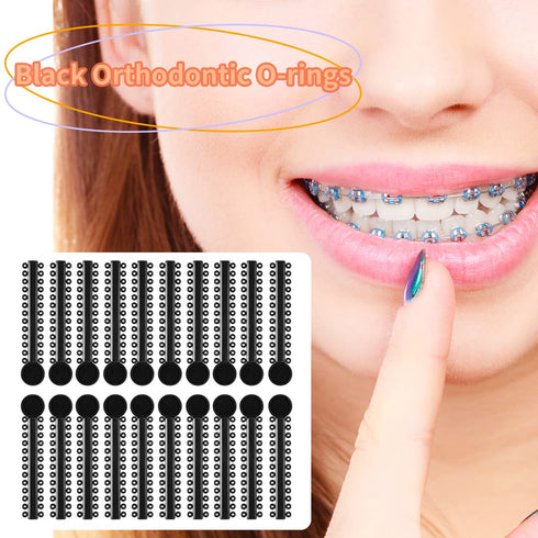1040 Pcs Black Braces Rubber Bands, Orthodontic Ligature Ties O-Rings Elastic Bands for Braces