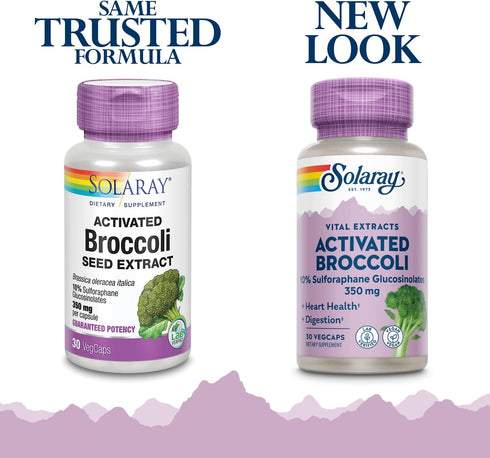 SOLARAY Activated Broccoli Seed Extract 350 mg, 10% Sulforaphane Glucosinolates, 30 VegCaps for Antioxidant Support and