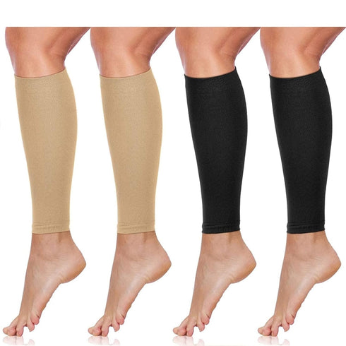 PAKHUDB 1 30-40mmhg Sleeves(Beige-1Pair,US 12) Calf Compression Sleeves Pair Calf Compression Sleeve Men Women Footless