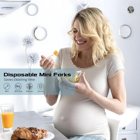 Mini Appetizer Forks, Disposable Fancy Toothpicks for Appetizers, 150 PCS Small Bamboo Wooden Cocktail Picks Forks 3.5
