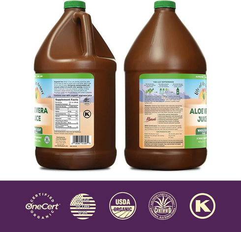 Lily Of The Desert Aloe Vera Juice - Whole Leaf Filtered Aloe Vera Drink, Non-GMO Aloe Juice with Natural Digestive Enzymes for Gut Health, Stomach Relief, Wellness, Glowing Skin, 64 Fl Oz