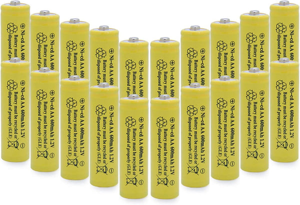 AA NiCd 600mAh 1.2V Rechargeable Solar Batteries for Outdoor Garden Lights (20 Pack)