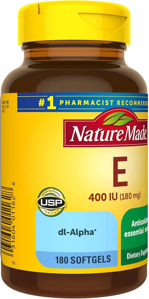 Nature's Way Vitamin E 180 mg (400 IU) - 180 Softgels for Antioxidant Support, 180 Day Supply