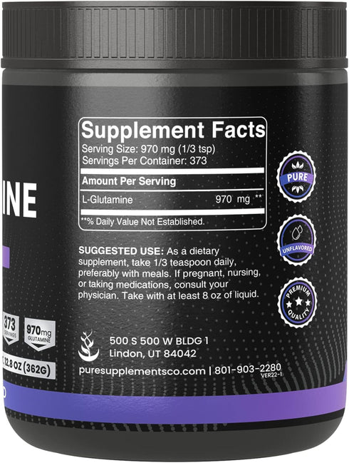 Pure Original Ingredients L-Glutamine Powder (12 oz) - Natural, Flavorless Amino Acid