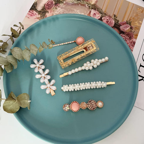 Mehayi 20 PCS Pearl Hair Clips Set, Fashion Korean Acrylic Resin Hair Barrettes, Decorative Party Wedding Accessories