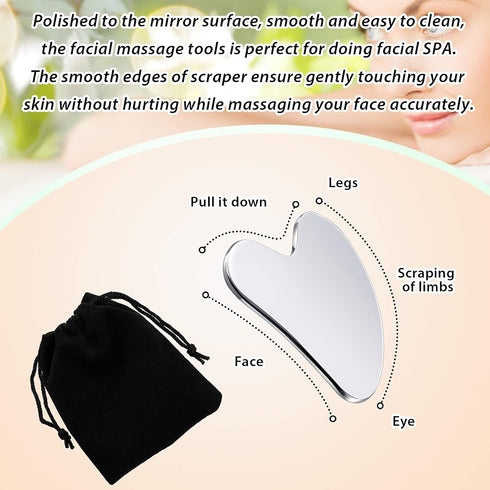 Nuanchu Stainless Steel Gua Sha Facial Tools, Lymphatic Drainage Massager for Face and Body