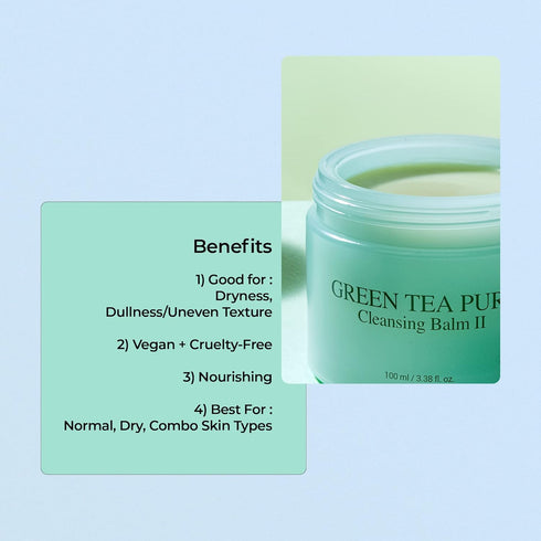YADAH Green Tea Cleansing Balm II: 3.38fl oz Makeup Remover, Moisturizing, Residue-Free, Korean Skin Care, Vegan, For