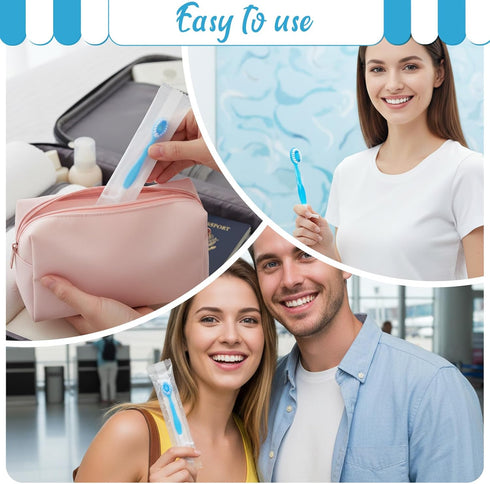 Xosjska 50 Pack Packaged 5-in-1 Individually Disposable Travel toothbrushes with Toothpaste Portable Pre-Pasted Travel