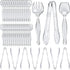 LSLYHTC Plastic Serving Utensils, Clear Serving Spoons Set Including 8 Disposable Plastic Tongs