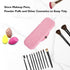 Silicone Makeup Brush Holder Bags, Cosmetic Case with Magnetic-Metal-Buttons for Travel Storage