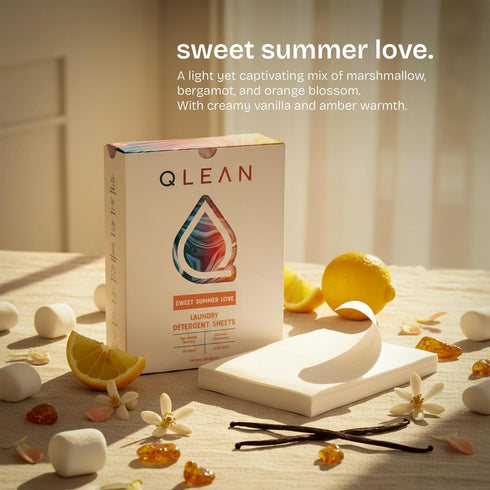 Summer (10 Pack QLEAN Laundry Detergent Sheets Sweet Loads) Travel Plant-Based Biodegradable Laundry Strips