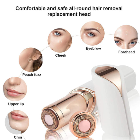 Replacement Heads for Finishing Touch Flawless Facial Hair Removal Tool - 4PCS Shaver Head + Velvet Bag + 2PCS Brush