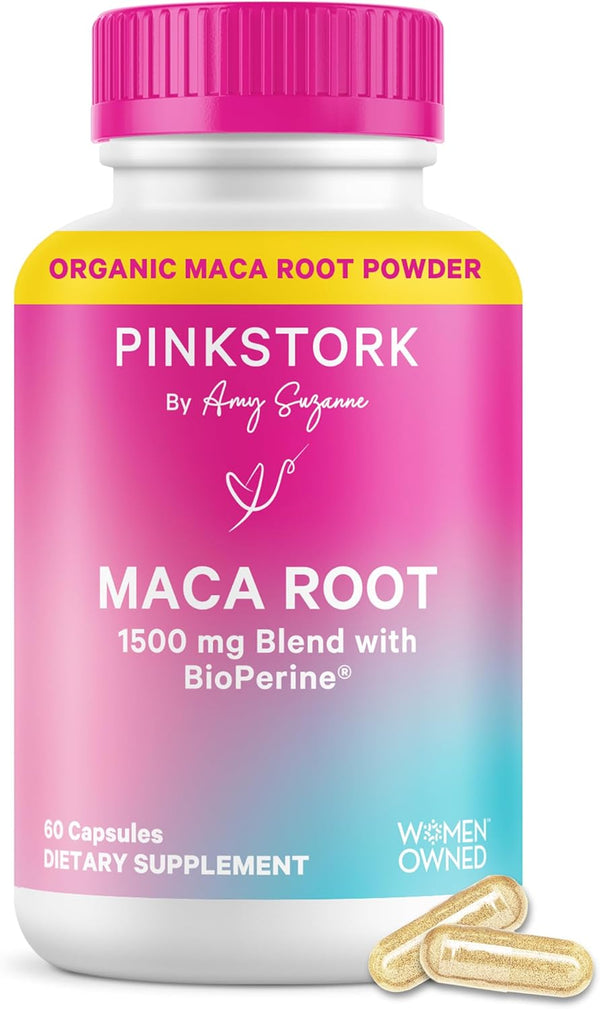 Pink Stork Maca Root Capsules for Women Organic Maca with BioPerine for