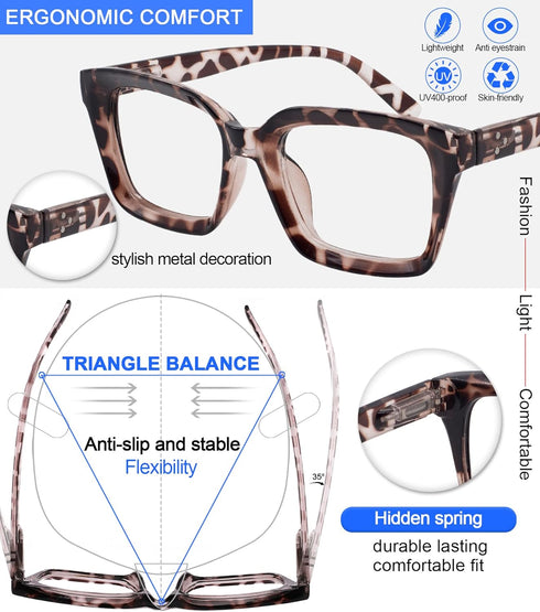 MARE AZZURO Blue Light Blocking Reading Glasses for Women, Computer Readers 0 1.00 1.25 1.50 1.75 2.00 2.25 2.50 2.75