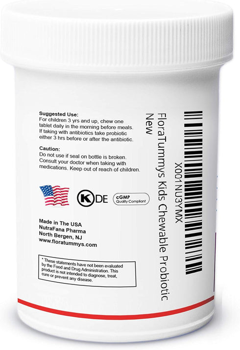 Kids Chewable Probiotic Prebiotics: Non-Dairy, Gluten & Sugar-Free, Vegan, Berry Flavor (1 Bottle)