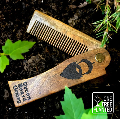 Tree-mendous Sandalwood Folding Comb, Durable Pocket Combs that Plant Trees by Green Beard Grooming