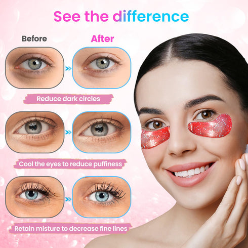 Under Eye Patches (24 Pairs) - Upgrade Eye Gel Pads for Wrinkles, Puffy Eyes, Dark Circles, Eye Bags, Natural Collagen Eye Gels Pads, Under Eye Mask Patches for Refreshing, Revitalizing
