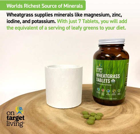 On Target Living Wheatgrass Tablets - 500 Tablets | USDA Organic Dietary Supplement