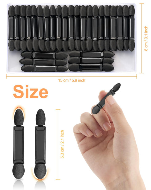MORGLES 50 PCS Double Ended Eyeshadow Applicators with Organizer, Disposable Makeup Applicators, Sponge Tip Brush Bulk