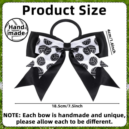 MTLEE Volleyball Hair Ties - 24 Pcs Black and White Bow Accessories for Girls and Women