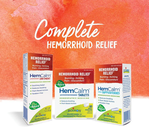Boiron HemCalm Tablets for Hemorrhoid Relief - 120 Count for Pain, Itching, Swelling