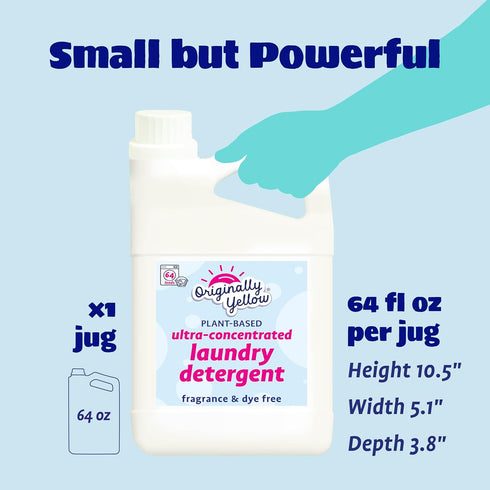 Originally Yellow Plant Based Laundry Detergent - Fragrance & Dye-Free, Ultra-Concentrated, 64 Oz