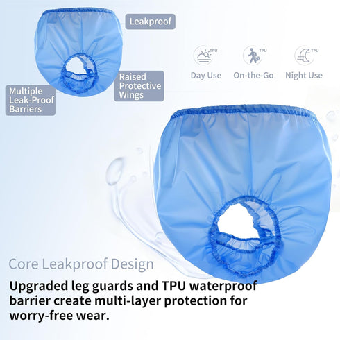 Unisex Washable Adult Diaper Cover, Rubber Plastic Pants Waterproof Reusable, Advanced Anti-Leak Side Protection