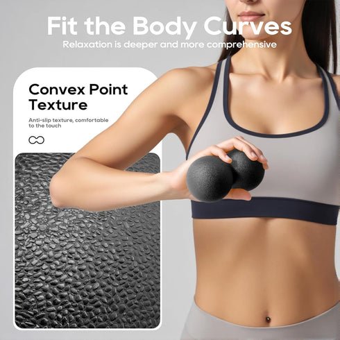 QLDT Hard Peanut Massage Ball - Dual Lacrosse Ball for Myofascial Release,Yoga & Deep Tissue Massage,Plantar Fasciitis