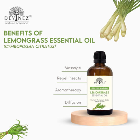 Lemongrass Essential Oil - 4 oz (118 ml) with Premium Dropper - Therapeutic Grade, 100% Pure Natural Diffusers Oil